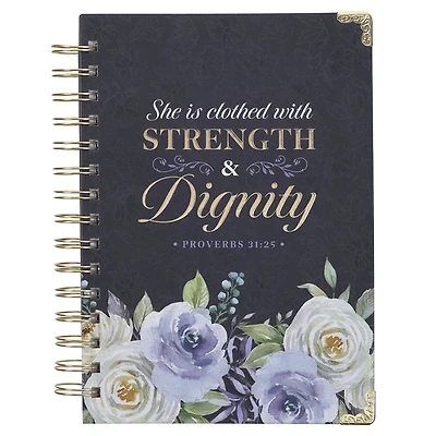 Journal Spiral-bound Blue Floral Strength & Dignity Prov. 31:25