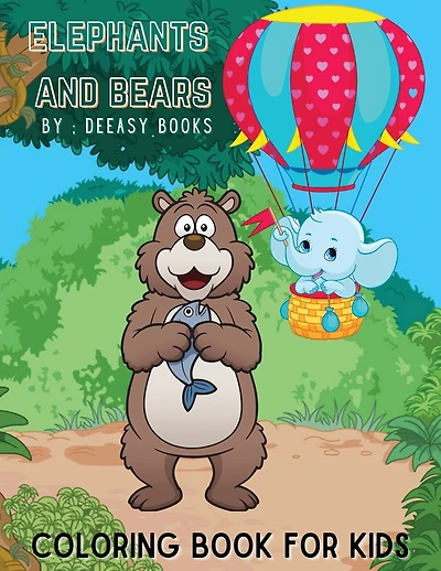 Elephants And Bears Coloring Book For Kids