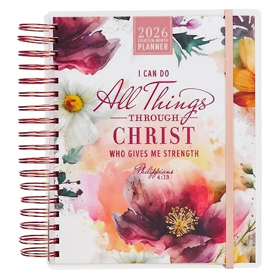2026 Spiral-bound 18 Month Planner I Can Do All Things Through Christ Phil. 4:13