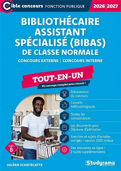 Bibliothécaire assistant spécialisé (BIBAS) de classe normale - Tout-en-un - Catégorie B - Concours 2026-2027