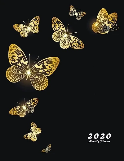 2020 Monthly Planner: Large Monthly Planner With Inspirational Quotes (gold Butterflies)