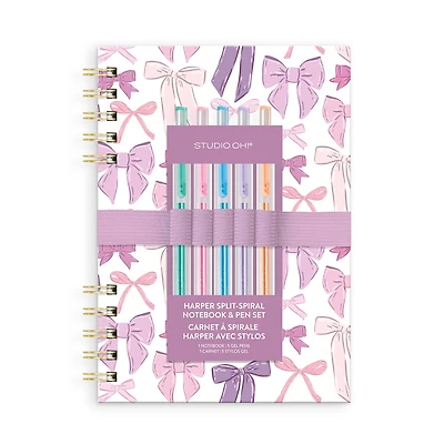 Pretty Bows Harper Spilt-Spiral Notebook & Pens