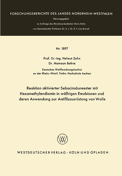 Reaktion aktivierter Sebacinsäureester mit Hexamethylendiamin in wäßrigen Emulsionen und deren Anwendung zur Antifilzausrüstung von Wolle