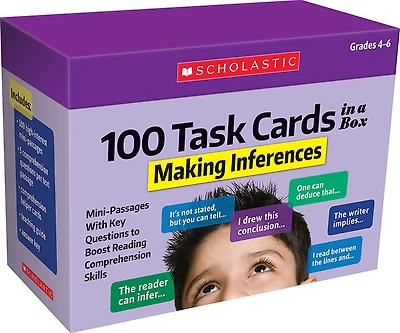 100 Task Cards in a Box: Making Inferences: Mini-Passages With Key Questions to Boost Reading Comprehension Skills