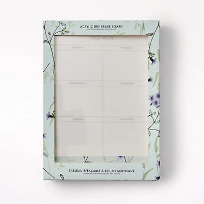 Acrylic Weekly Dry Erase Board, Spring Garden