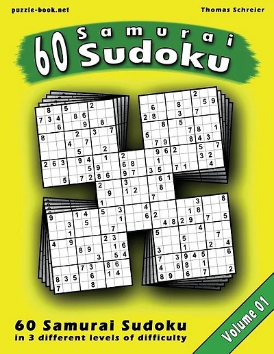 Samurai Sudoku Puzzle: 60 Mixed (Easy, Medium, Hard) Samurai Sudoku, Vol. 1