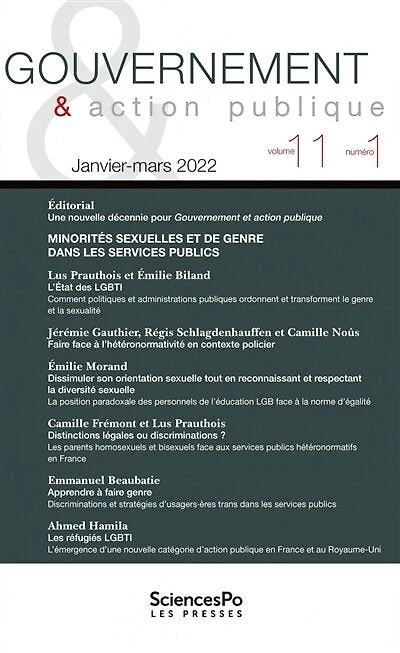 Gouvernement & action publique, n°11-1. Minorités sexuelles et de genre dans les services publics