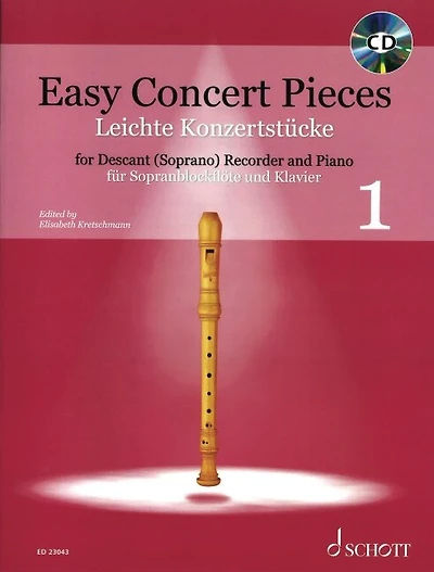 Easy Concert Pieces - Book 1: 30 Pieces from 5 Centuries for Descant Recorder with Piano. Includes CD with demo recordings.