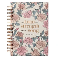Journal Spiral-bound Cream Floral My Strength & My Song Ps. 118:14