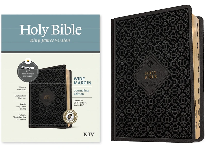 KJV Wide Margin Bible, Filament Enabled (Hardcover LeatherLike, Ornate Tile Black, Red Letter)
