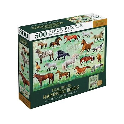Field Guide to Magnificent Horses: Jigsaw Puzzles for Kids and Adults | Horse Gifts for Kids