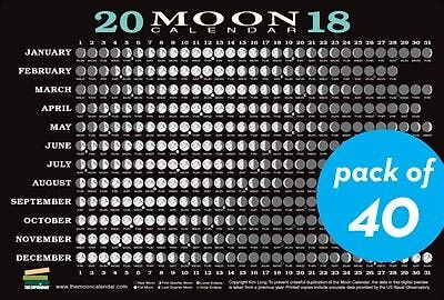 2018 Moon Calendar Card (40-pack): Lunar Phases, Eclipses, And More!