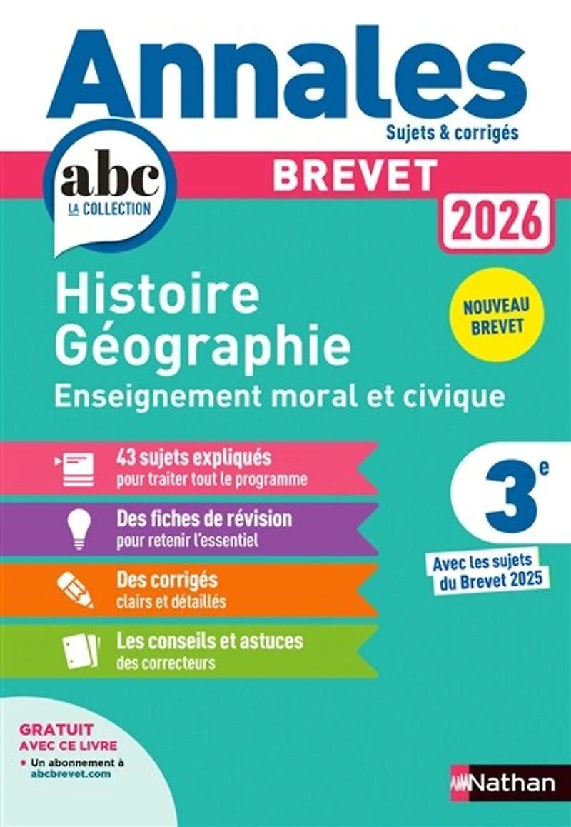 Histoire géographie, enseignement moral et civique 3e: nouveau brevet 2026