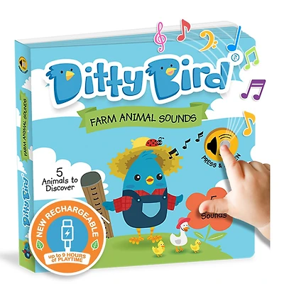 Ditty Bird | Interactive Farm Animal Sound book | Musical Books for toddlers 1- 3 | Board Book with Sounds