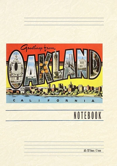 Vintage Lined Notebook Greetings from Oakland, California