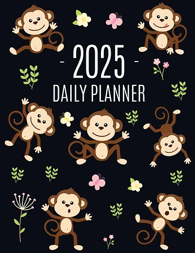 Monkey Planner 2025: Cute Year Organizer with Adorable Apes For an Easy Overview of All Your Appointments! Jungle Animal Scheduler: January-December (12 Months)