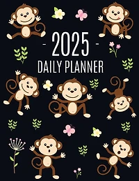 Monkey Planner 2025: Cute Year Organizer with Adorable Apes For an Easy Overview of All Your Appointments! Jungle Animal Scheduler: January-December (12 Months)