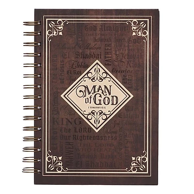 Journal Spiral-bound Brown Man of God 1 Tim. 6:11