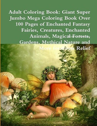 Adult Coloring Book: Giant Super Jumbo Mega Coloring Book Over 100 Pages of Enchanted Fantasy Fairies, Creatures, Enchanted Animals, Magical Forests, Gardens, Mythical Nature and More for Stress Relief