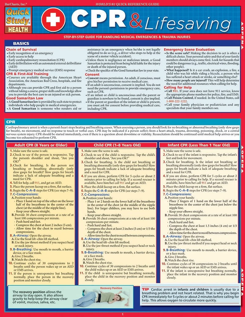 CPR & Lifesaving: a QuickStudy Laminated Reference Guide
