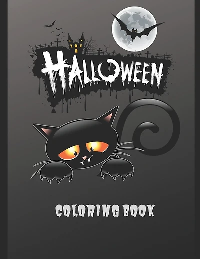 Halloween Coloring Book: Halloween Coloring Book, Black and White drawings and colored illustrations to be inspired! Funny Pumpkins, Witches, Monsters, Bats, and more, - 100 Large 8.5 x 11 inch pages,