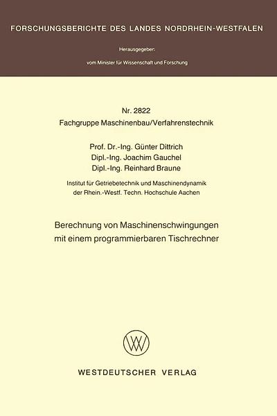 Berechnung Von Maschinenschwingungen Mit Einem Programmierbaren Tischrechner
