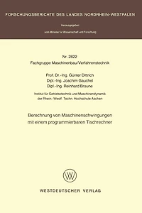 Berechnung Von Maschinenschwingungen Mit Einem Programmierbaren Tischrechner