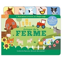 Animaux de la ferme: 7 illustrations à trouver sur chaque page, soulève les flaps pour découvrir des surprises !