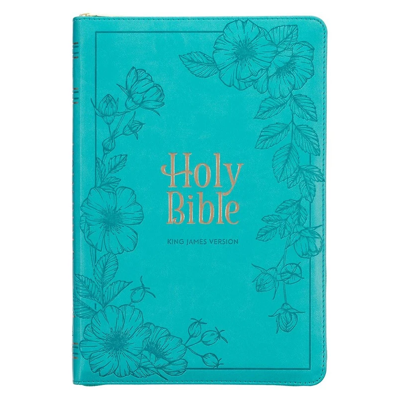 KJV Bible Thinline LP Faux Leather, Teal w/zipper