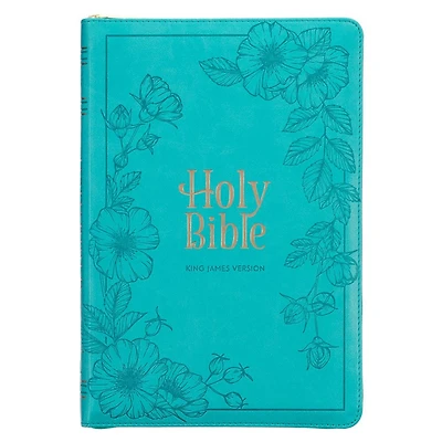 KJV Bible Thinline LP Faux Leather, Teal w/zipper