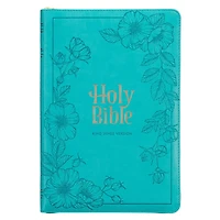 KJV Bible Thinline LP Faux Leather, Teal w/zipper
