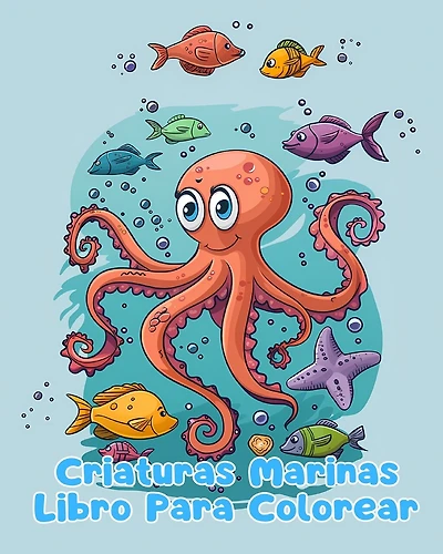 Libro Para Colorear de Criaturas Marinas: Páginas Simples Para Colorear de Criaturas Marinas Para Niños de 1 a 3 Años