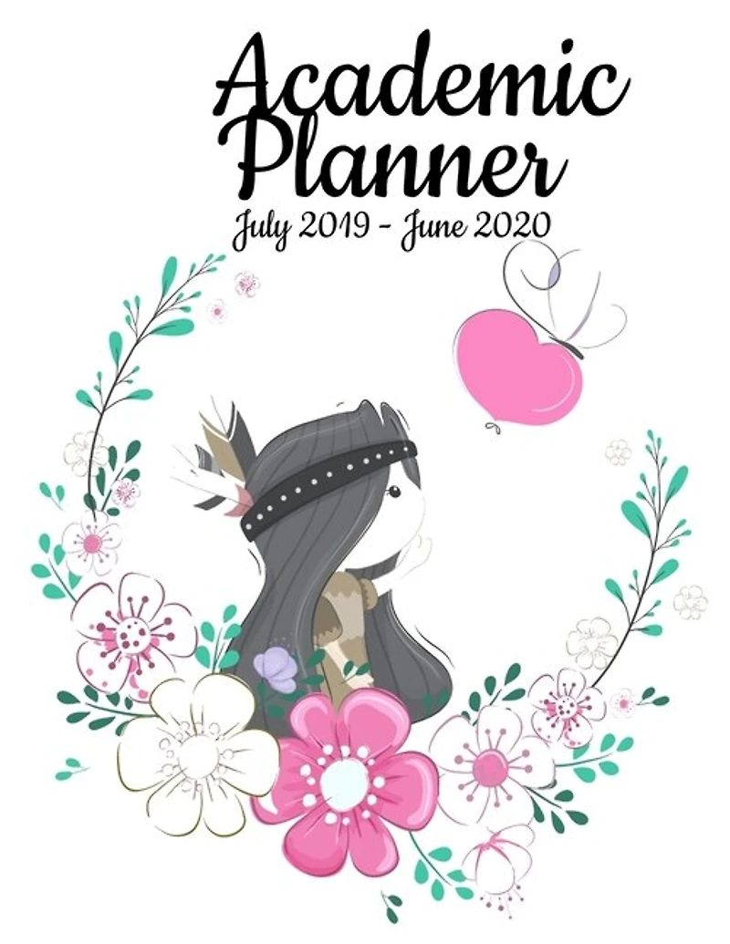 Academic Planner July 2019- June 2020: Simple Large & Unique Contemporary White Floral Designed Organizer With Weekly/monthly Planner Pag