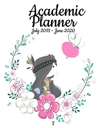 Academic Planner July 2019- June 2020: Simple Large & Unique Contemporary White Floral Designed Organizer With  Weekly/monthly Planner Pag