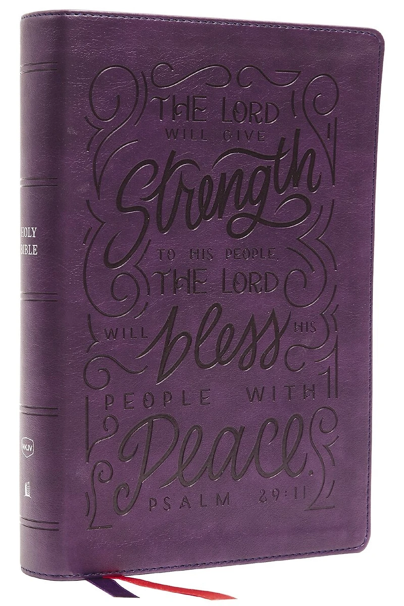 NKJV, Giant Print Center-Column Reference Bible, Verse Art Cover Collection, Leathersoft, Purple, Red Letter, Comfort Print: Holy New King James Version