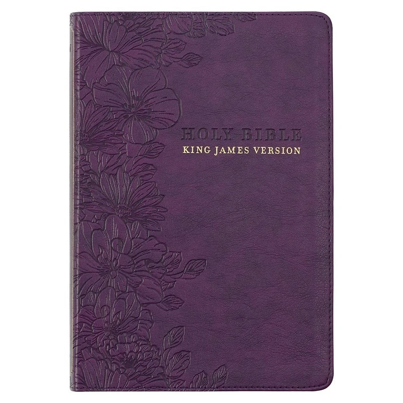 KJV Bible Thinline LP Faux Leather, Purple Floral