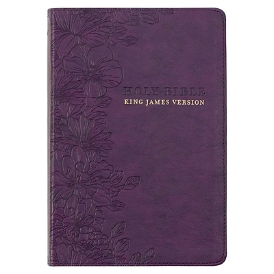 KJV Bible Thinline LP Faux Leather, Purple Floral