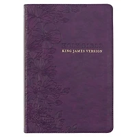 KJV Bible Thinline LP Faux Leather, Purple Floral