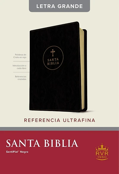 Santa Biblia RVR60, Edición de referencia ultrafina, Letra grande (SentiPiel, Negro, Roja)