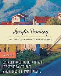 Acrylic Painting Kit: A Complete Painting Kit for Beginners – Includes: 32-page Project Book, Art Paper, 10 Acrylic Paints (6cc), 2 Paintbrushes, Paint Palette