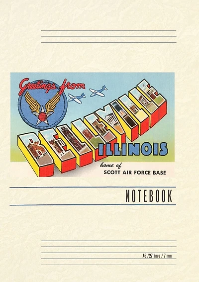 Vintage Lined Notebook Greetings from Belleville, Illinois