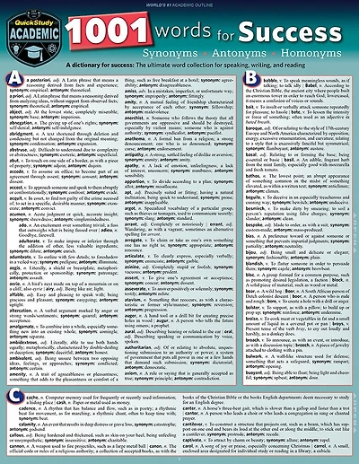 1001 Words for Success - Synonyms, Antonyms & Homonyms: A Quickstudy Laminated Reference Guide
