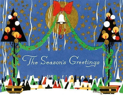 Golden Memories Christmas Correspondence Card Packs: Village Beneath a Bell