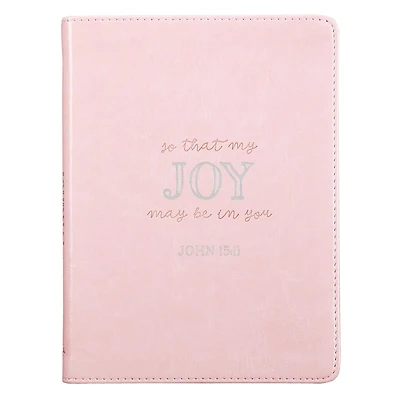 That My Joy May Be In You Handy-sized Faux Leather Journal In Pink - John 15:11