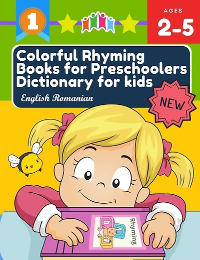 Colorful Rhyming Books for Preschoolers Dictionary for kids English Romanian: My first little reader easy books with 100+ rhyming words picture cards big books for preschoolers, toddlers, kindergarten, homeschooling children for online distance learning