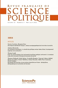 Revue française de science politique, n°72-3