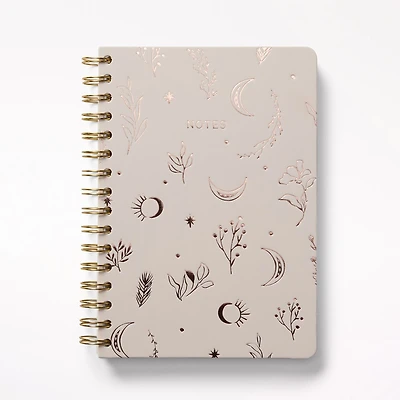 A5 Spiral Notebook, Celestial Floral