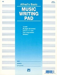 12 Stave Music Writing Pad: Loose Pages (3-hole Punched For Ring Binders)