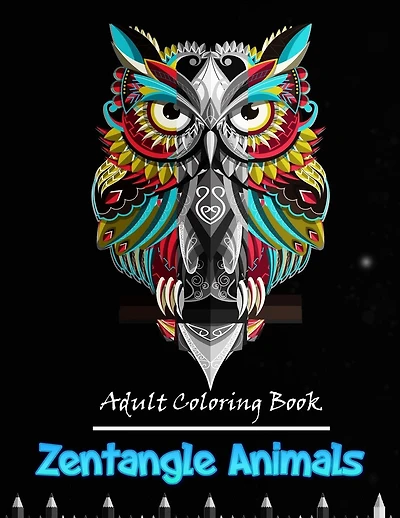Zentangle animals adult coloring book: 50 stress relieving Zentangle animals
