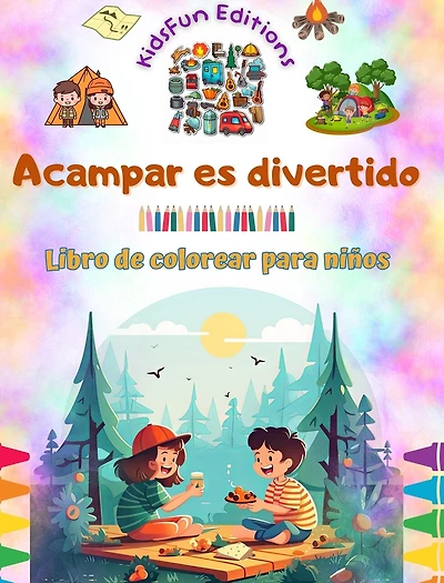 Acampar es divertido - Libro de colorear para niños - Diseños creativos y alegres para fomentar la vida al aire libre: Inspiradora colección de adorables escenas de camping para niños